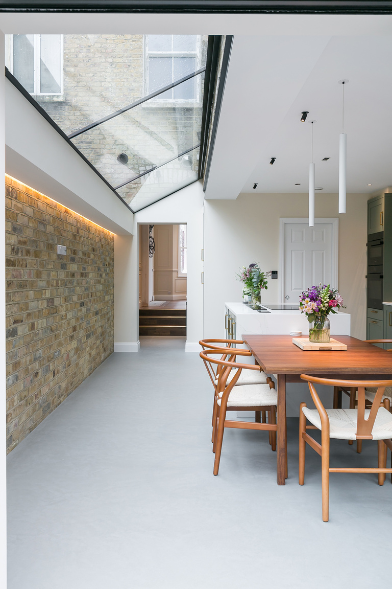 Polished concrete floor in a kitchen in west London