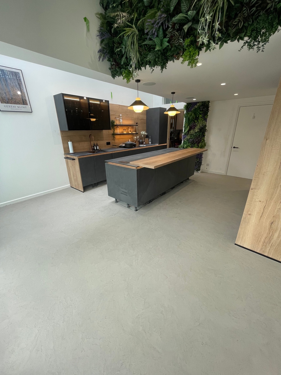 microcement floor in a kitchen in south east London